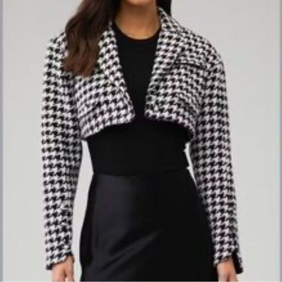 For Love and Lemons Black & White Cropped Houndstooth Jacket(Size Medium) - Picture 7 of 12